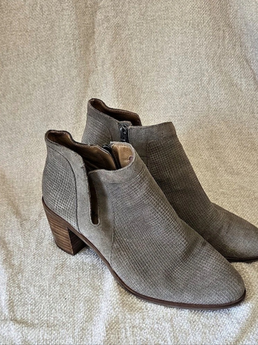 Lucky Brand LP-PONIC Leather Ankle Boots Gray US 9.5 M